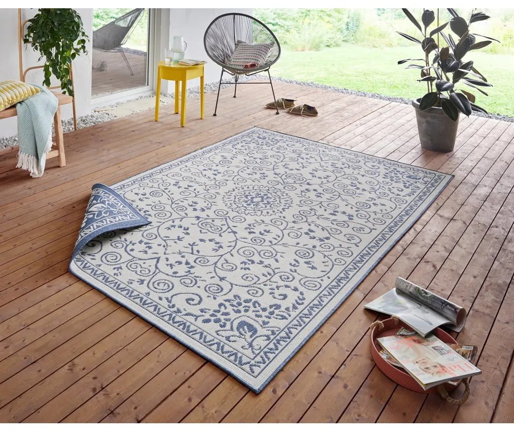 Синьо-кремав килим на открито , 200 x 290 cm Leyte - NORTHRUGS