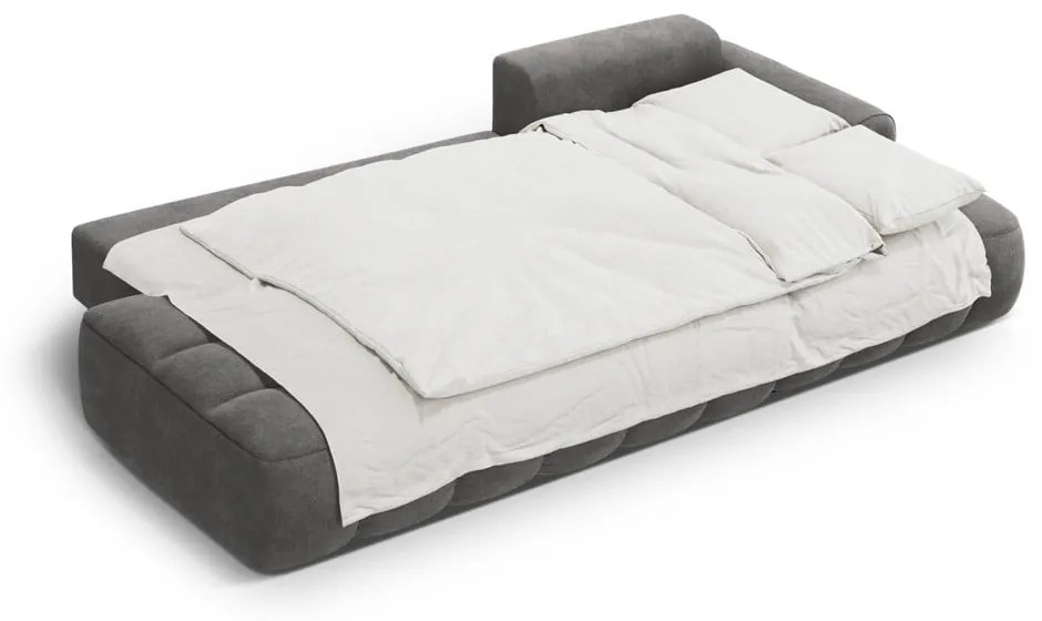 Сив кадифен сгъваем/с място за съхранение ъглов диван (десен ъгъл) Linz – Cosmopolitan Design