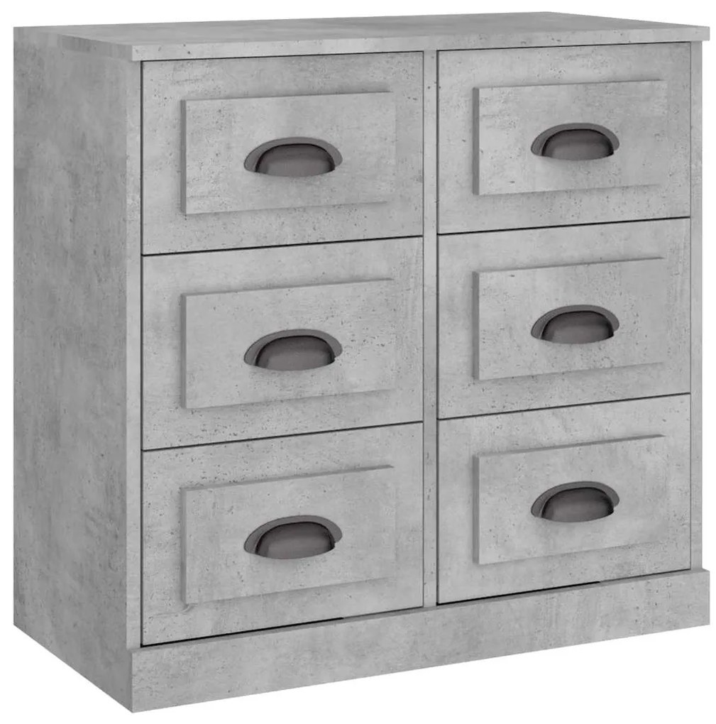 816436 vidaXL Сайдборд, бетонно сив, 70x35,5x67,5 см, инженерно дърво