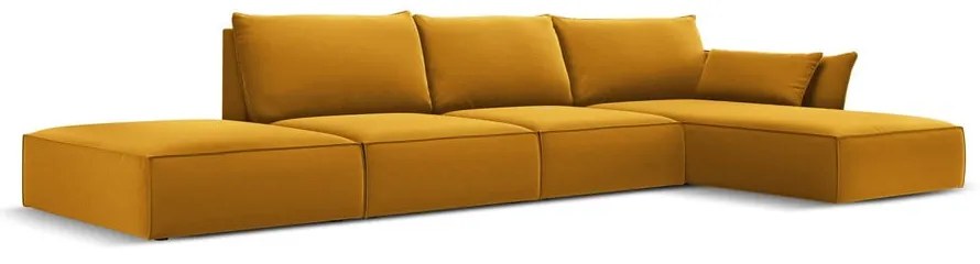 Кадифен ъглов диван в цвят горчица (десен ъгъл) Vanda – Mazzini Sofas