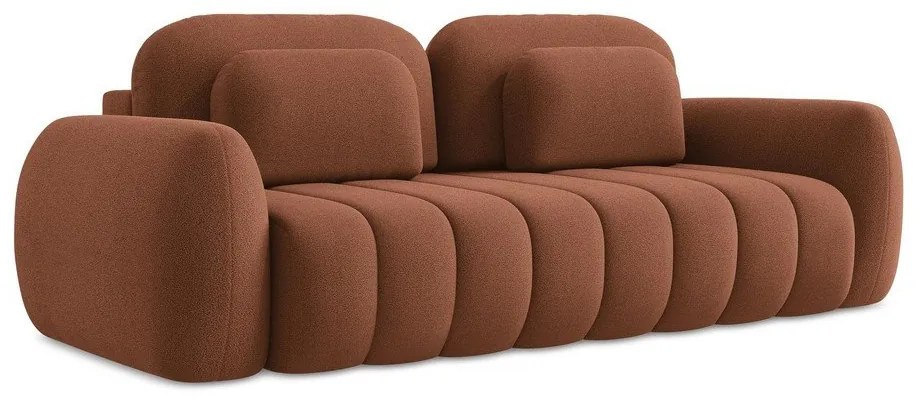 Теракотен разтегателен диван с място за съхранение от букле 266 cm Pele – Makamii