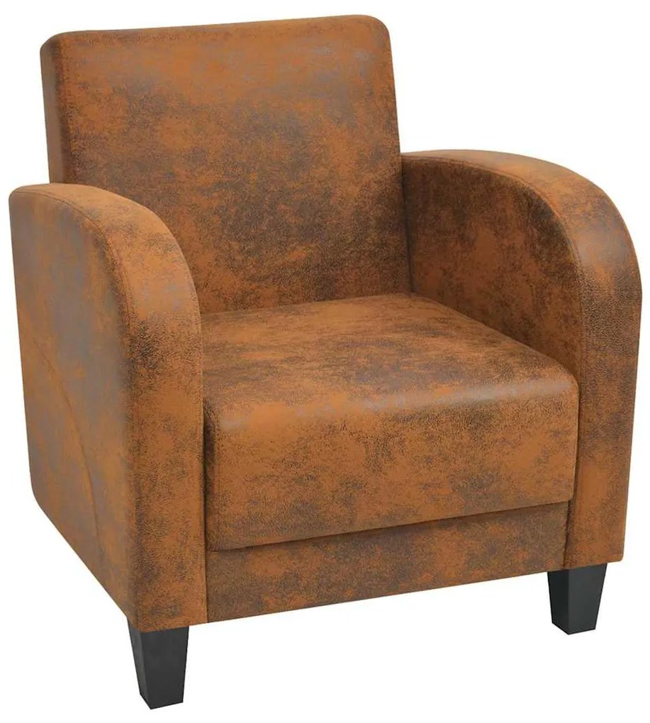 243588 vidaXL Фотьойл, кафяв, изкуствен велур