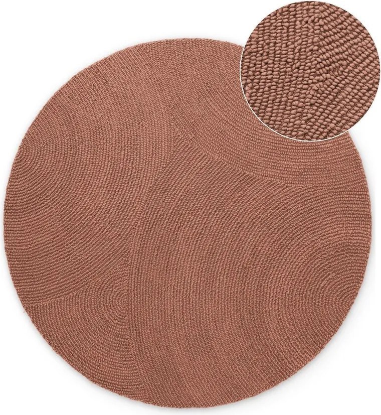 Теракотен ръчно изработен вълнен кръгъл килим ø 150 cm Calmio – Hanse Home