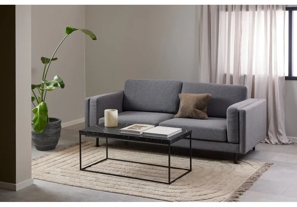 Черна масичка за кафе с плот от имитация на мрамор 55x110 cm Barossa – Actona