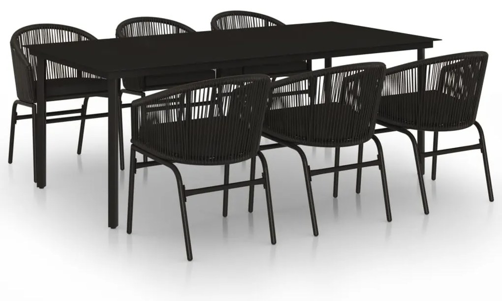 3099225 vidaXL Градински трапезен комплект, 7 части, черен