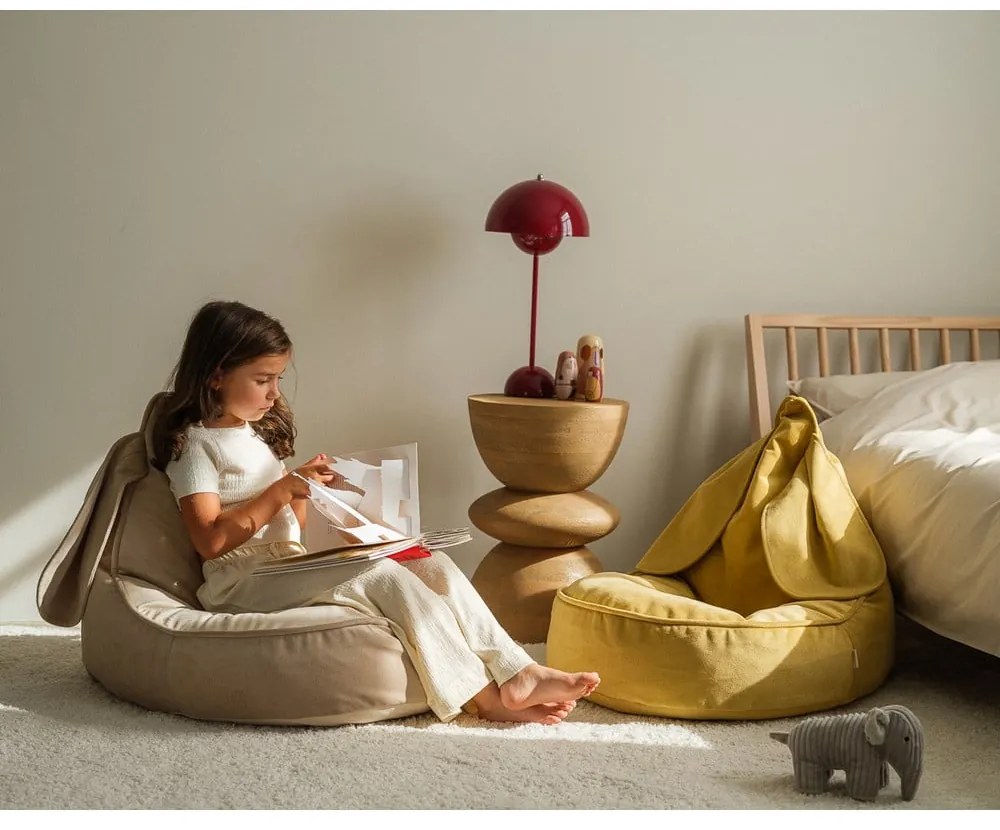 Жълт кадифен детски пуф Bunny – Wigiwama