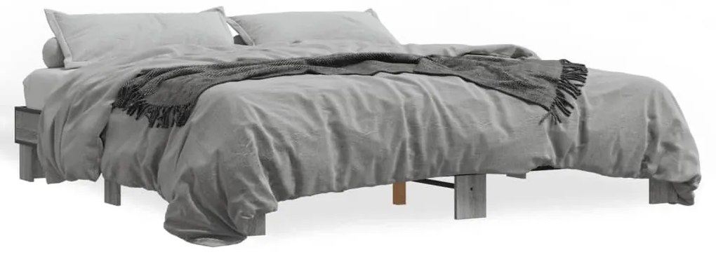 3280230 vidaXL Рамка за легло, сив сонома, 160x200 см, инженерно дърво и метал