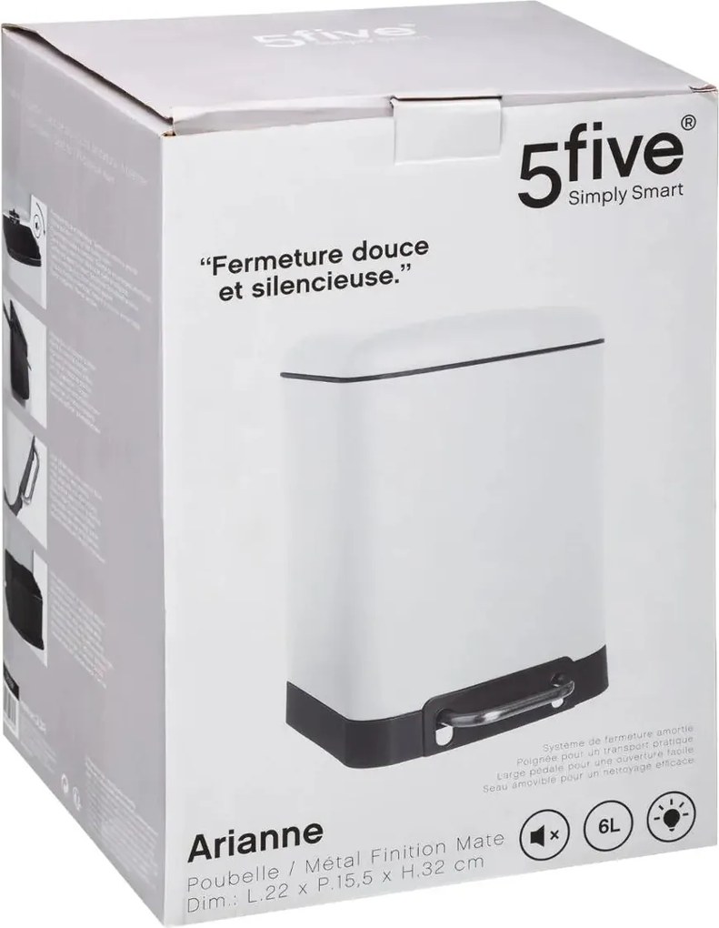 Кош 5five Ariane, Метал, 6 L - Бял