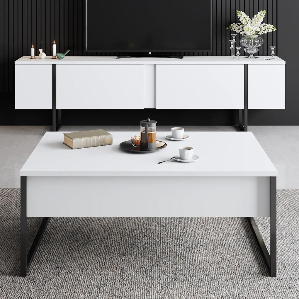 Кафе маса Luxe, цвят Бял Черен