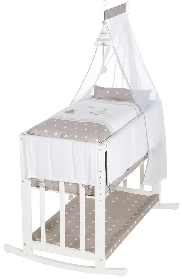 Бяла люлка с място за съхранение и сенник 90x45 cm Indibär - Roba