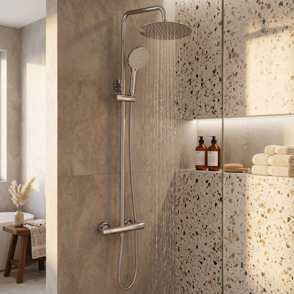 Душ комплект без чучур с термостат Rea Lungo Chrome