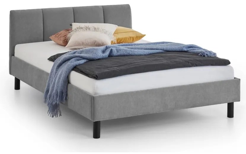 Сиво единично легло 120x200 cm тапицирано без ламелно дъно Joker – Meise Möbel