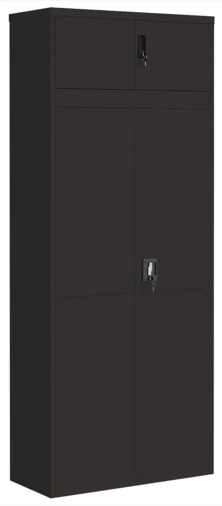 3188326 vidaXL Шкаф за папки черен 90x40x220 см стомана