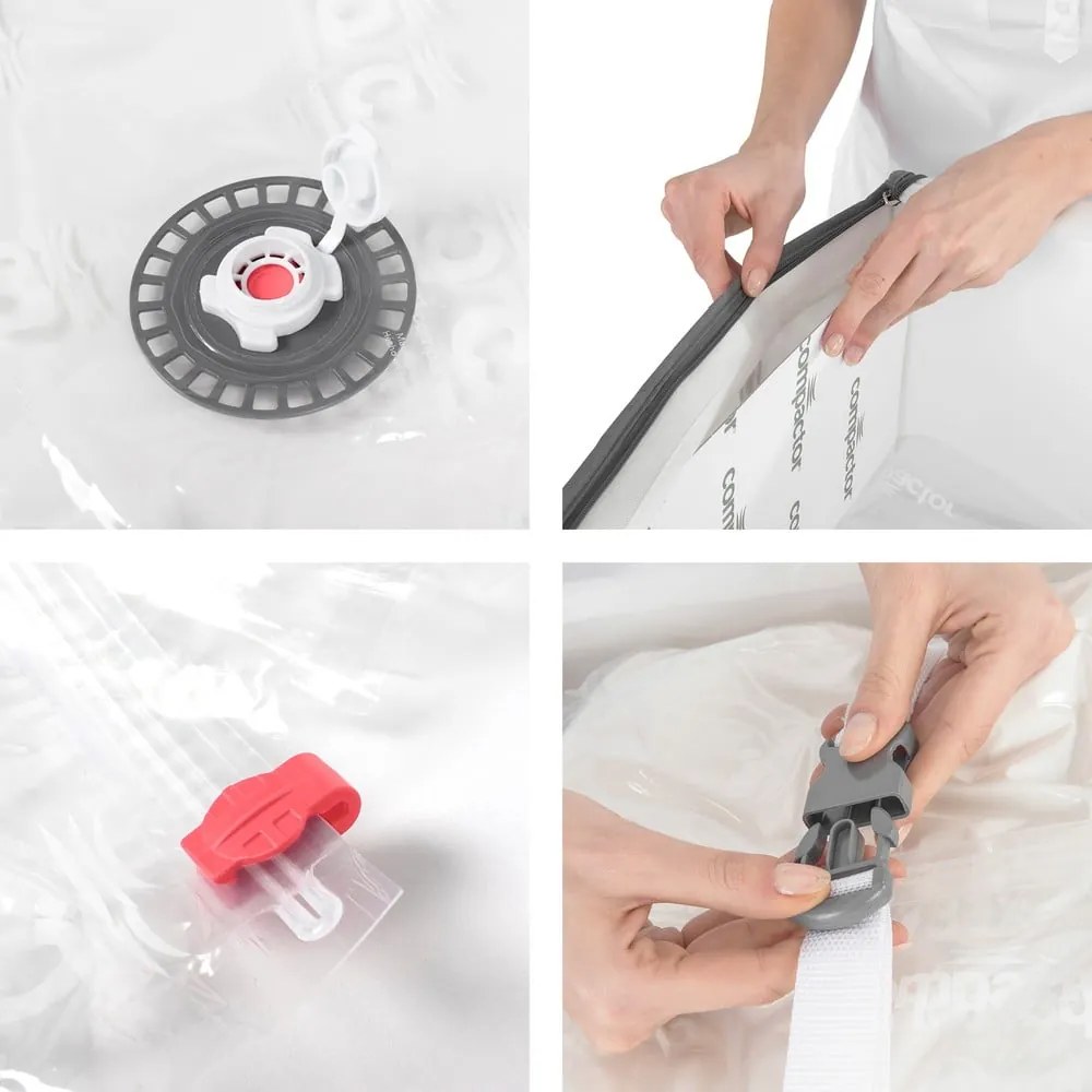 Комплект от 2 бели кутии за съхранение под леглото с вакуумна опаковка XLarge Underbed , 105 x 15,5 cm Life - Compactor