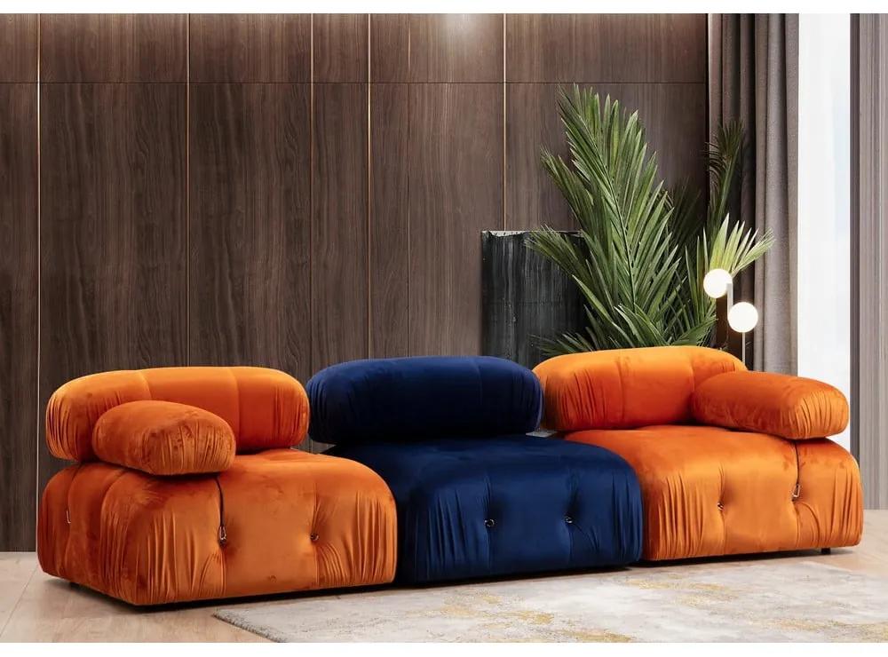 Модул за диван от тъмносиньо кадифе (централна част) Bubble – Artie
