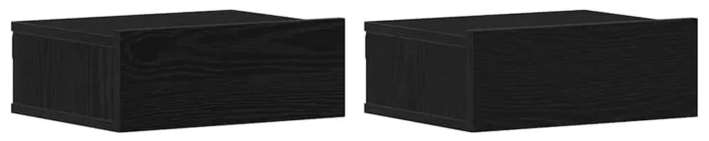 862417 vidaXL Нощни шкафчета с 2 места, черен дъб, 40x32x15 см, инженерно дърво
