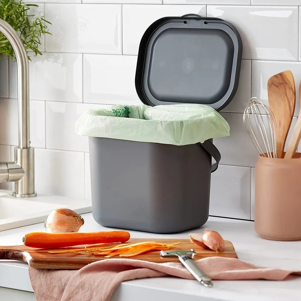 Тъмносив контейнер за компостируеми отпадъци 6 l Albula – Rotho