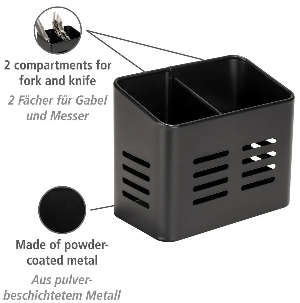 Метални прибори за хранене и поставки за салфетки в комплект от 2 части Black Outdoor Kitchen Baco – Wenko