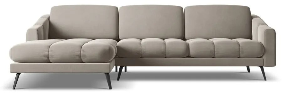 Бежов кадифен ъглов диван (ляв ъгъл) Nalu – Makamii