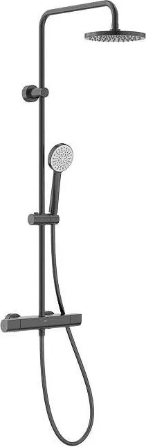 Термостатна душ колона, EVEN-T, Round Brushed titanium black