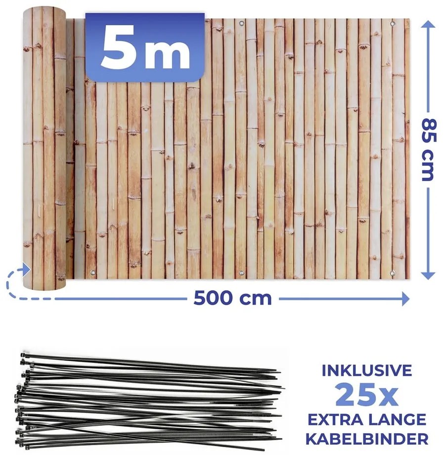 Светлокафяв пластмасов балконски параван 500x85 cm – Maximex