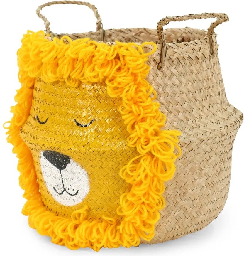 Жълта/естествена детска кошница за играчки от морска трева ø 30x28 cm Lion – Compactor