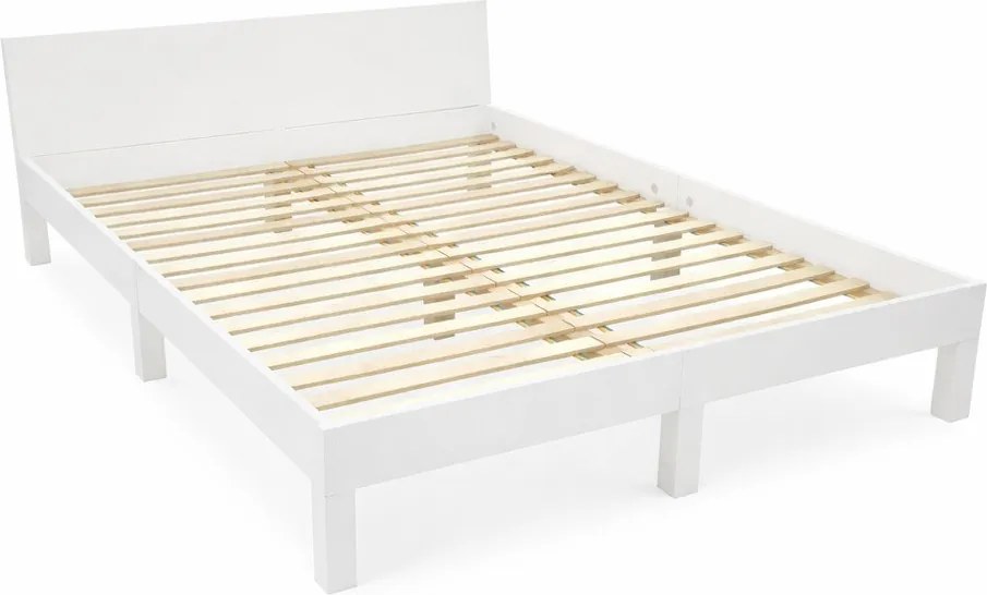 Бяло двойно легло от букова дървесина с решетка 140x200 cm Dabi - Ragaba