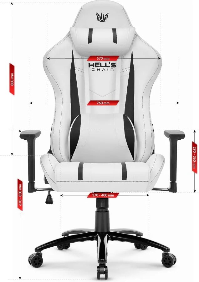 Ергономичен геймърски стол HC-1013 - бял офис стол с 3D подлакътници