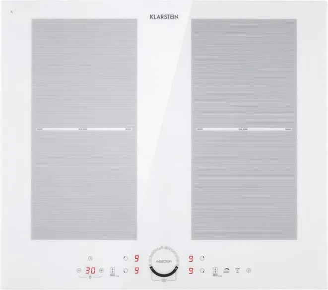 Klarstein Delicatessa 60, индукционен котлон за вграждане, 4 зони, 7000 W, керамична повърхност, бял