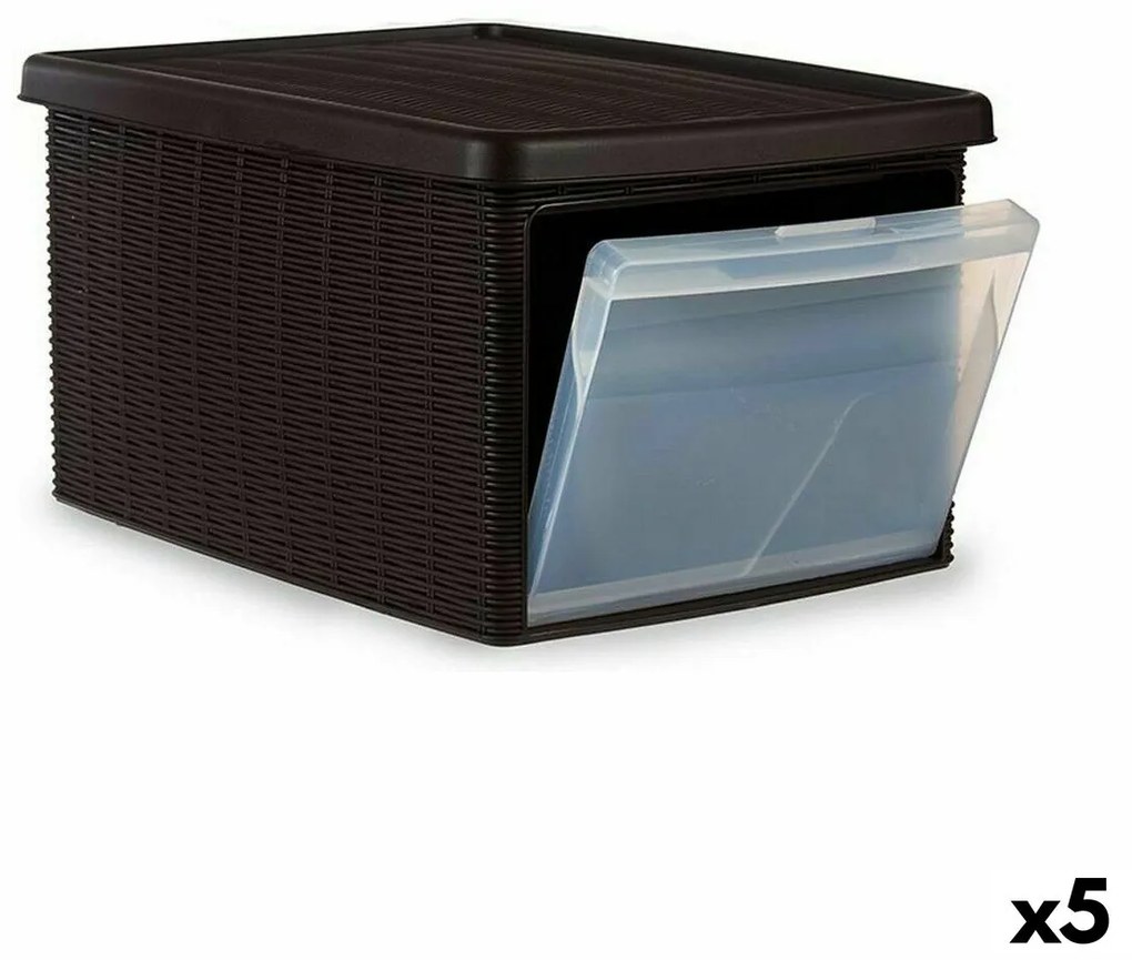 Кутия за Съхранение с Капак Stefanplast Elegance Külg Кафяв Пластмаса 29 x 21 x 39 cm (5 броя)