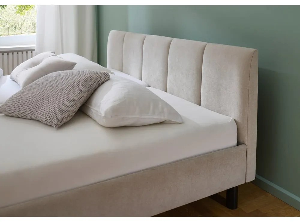 Бежово двойно легло 180x200 cm тапицирано без ламелно дъно Joker – Meise Möbel