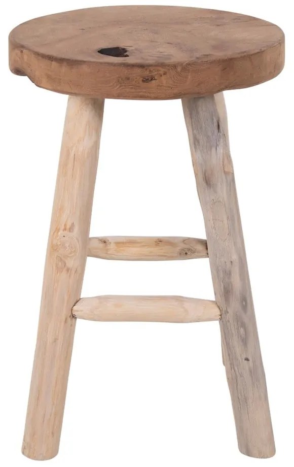 Табуретка от тиково дърво с 4 крака, ø 30 cm Badia - House Nordic