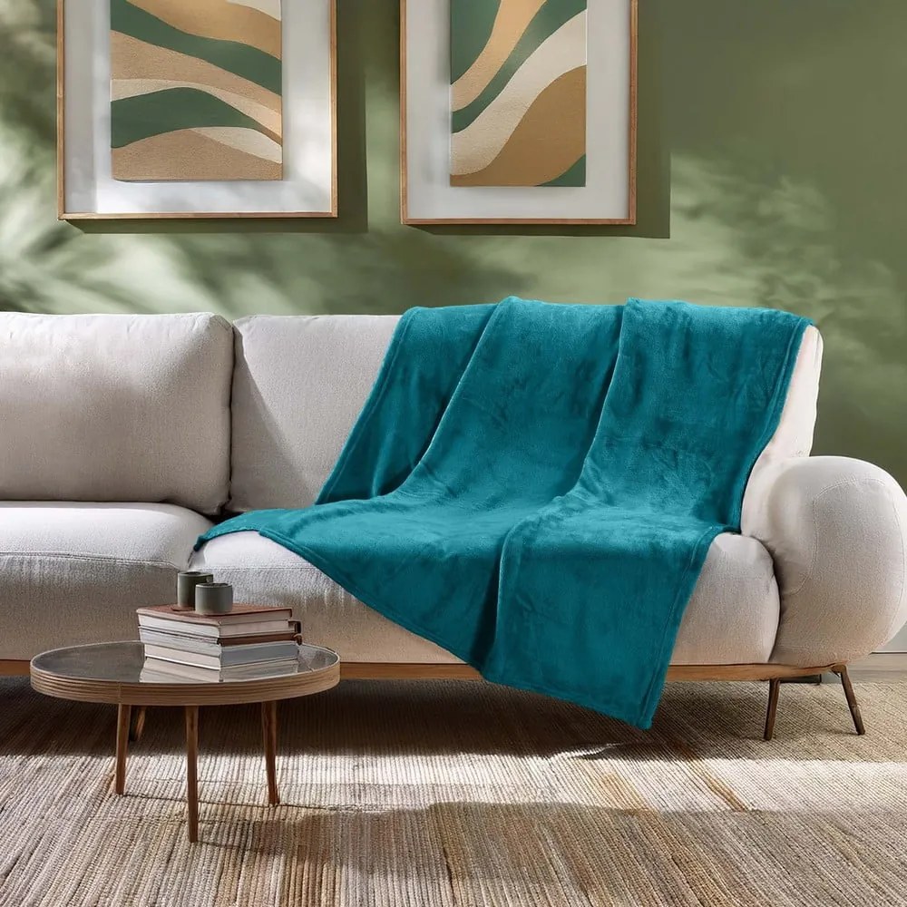 Синьо одеяло от микрофланела 125x150 cm Flanou – douceur d'intérieur