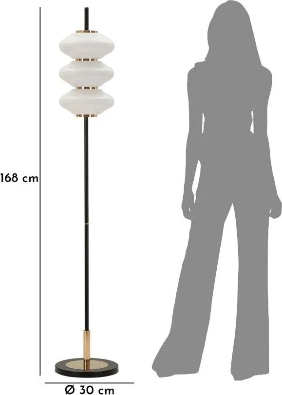 Бяла/черна подова лампа със стъклен абажур (височина 168 cm) Vintage – Mauro Ferretti