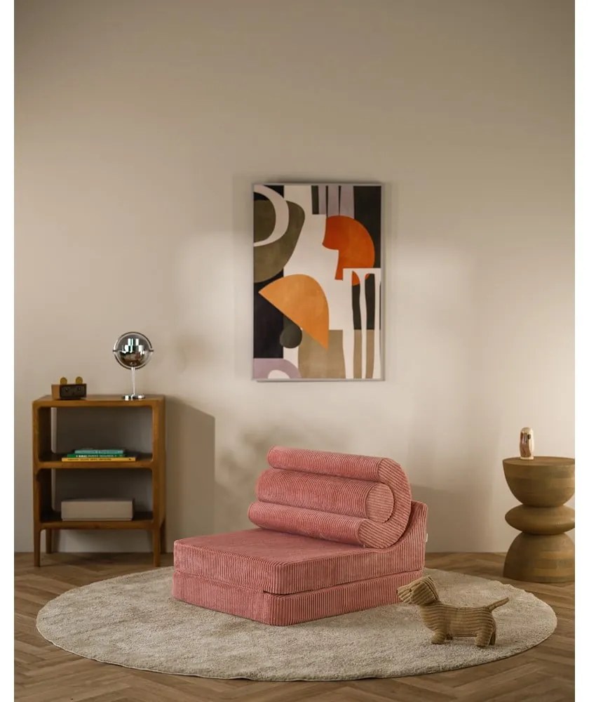 Розов детски стол от рипсено кадифе Flipster – Wigiwama