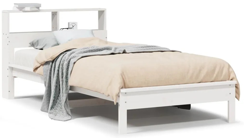 855721 vidaXL Легло с етажерка за книги, без матрак, 90x200 см, бор масив