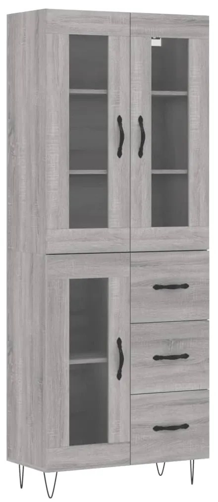 3198631 vidaXL Висок шкаф, сив сонома, 69,5x34x180 см, инженерно дърво