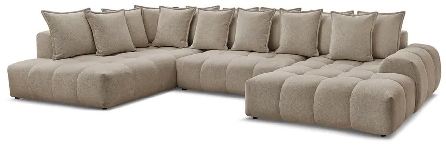 Кафяво-сив шенилов сгъваем/с място за съхранение ъглов диван (ляв ъгъл/U форма) Everest – Bobochic Paris