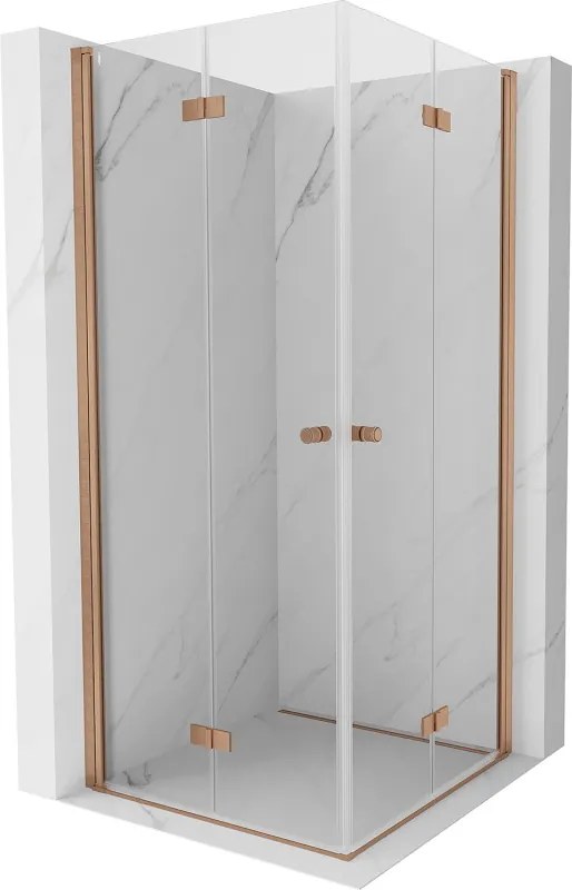 Mexen Mist-F Duo сгъваема душ кабина 80 x 80 см, прозрачна, четкана мед - 8A6-080L-080P-65-00