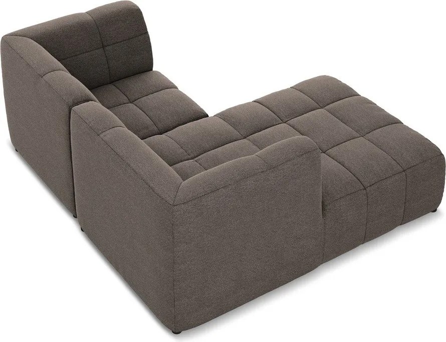 Кафяв ъглов диван от прежда с примки от букле (ляв ъгъл) Aloha – Makamii