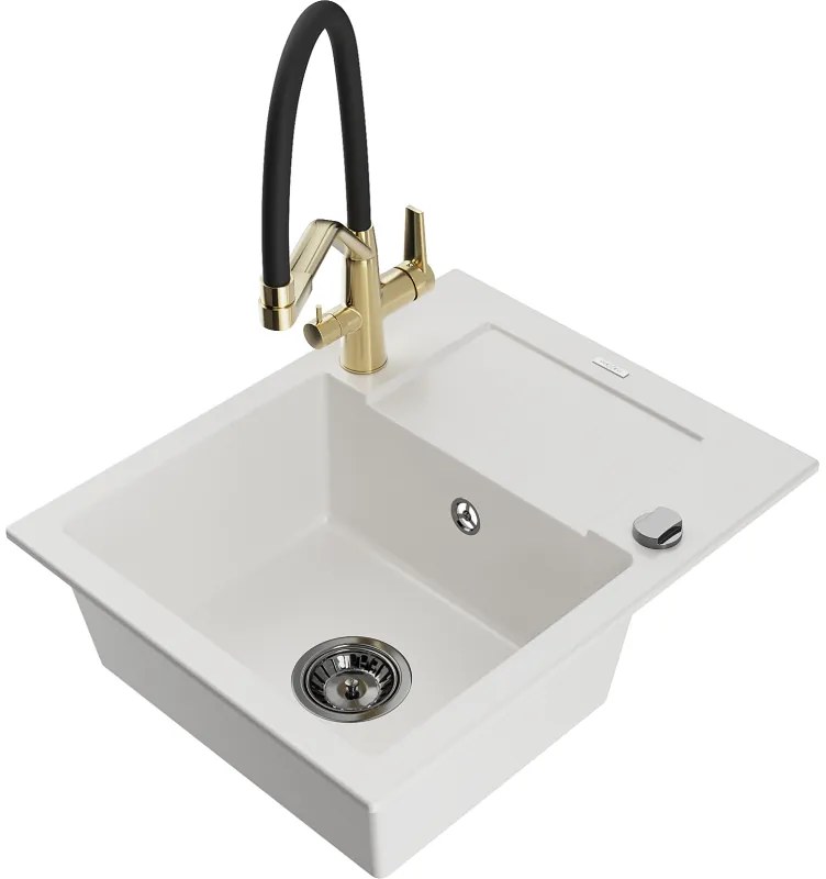 Mexen Enzo гранитна мивка с 1 отделение с изсушител и кухненски смесител Duo,