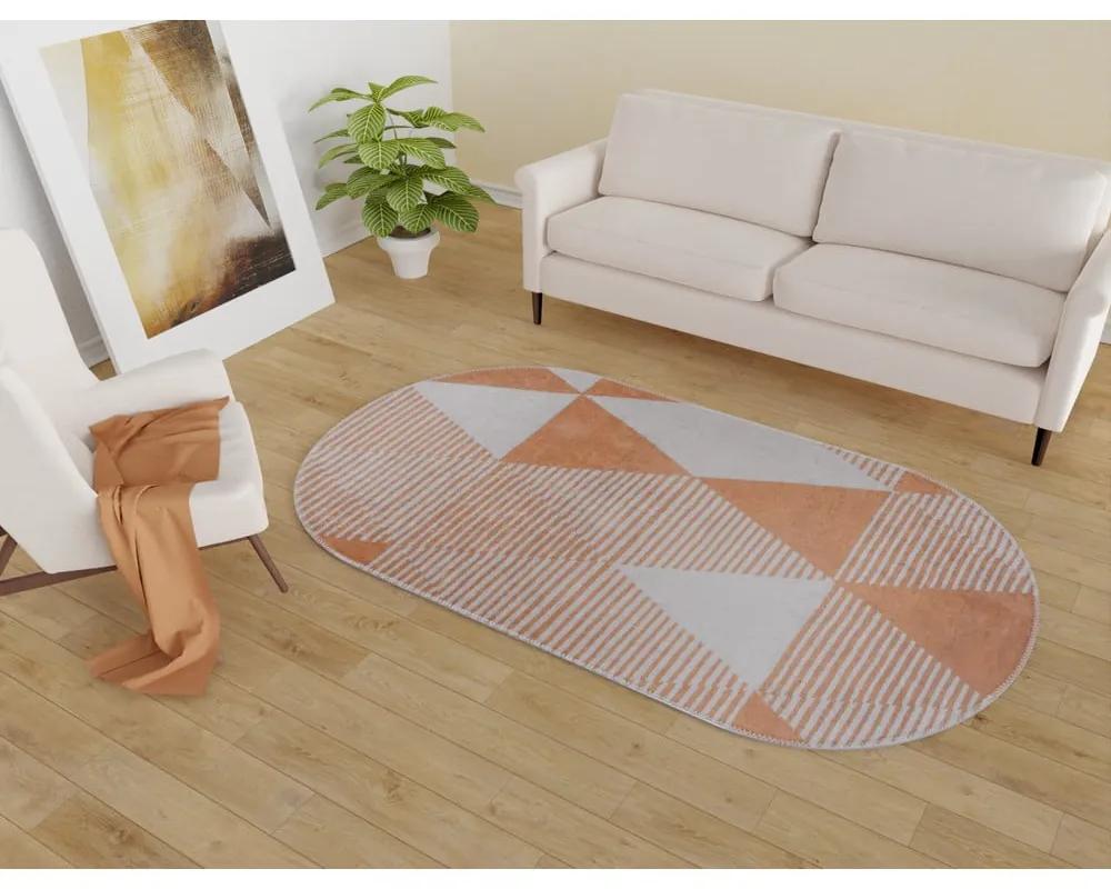 Оранжев миещ се килим 120x180 cm Oval - Vitaus