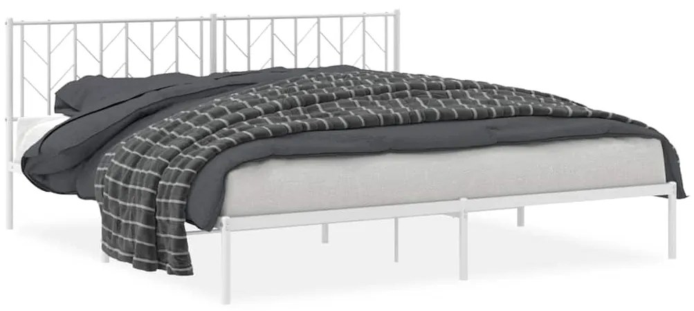 374492 vidaXL Метална рамка за легло с горна табла, черна, 193x203 см