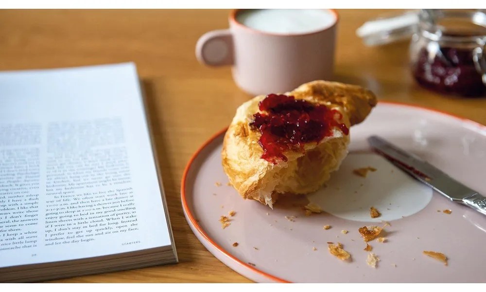 Комплект от чаша и чиния от розов фаянс , 250 ml Greta - Remember