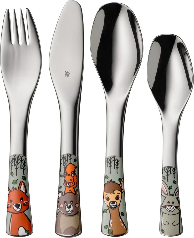 Детски прибори за хранене от неръждаема стомана в сребрист цвят 4 бр. Forest Friends – WMF