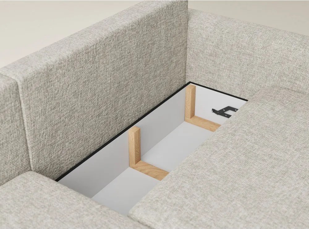Бежов шенилов сгъваем/с място за съхранение ъглов диван (ляв ъгъл) Leon – Maison de Rêve