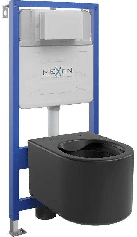 Mexen вграждан комплект за тоалетна Fenix Slim със седало WC Sofia, черен мат - 6103354XX85
