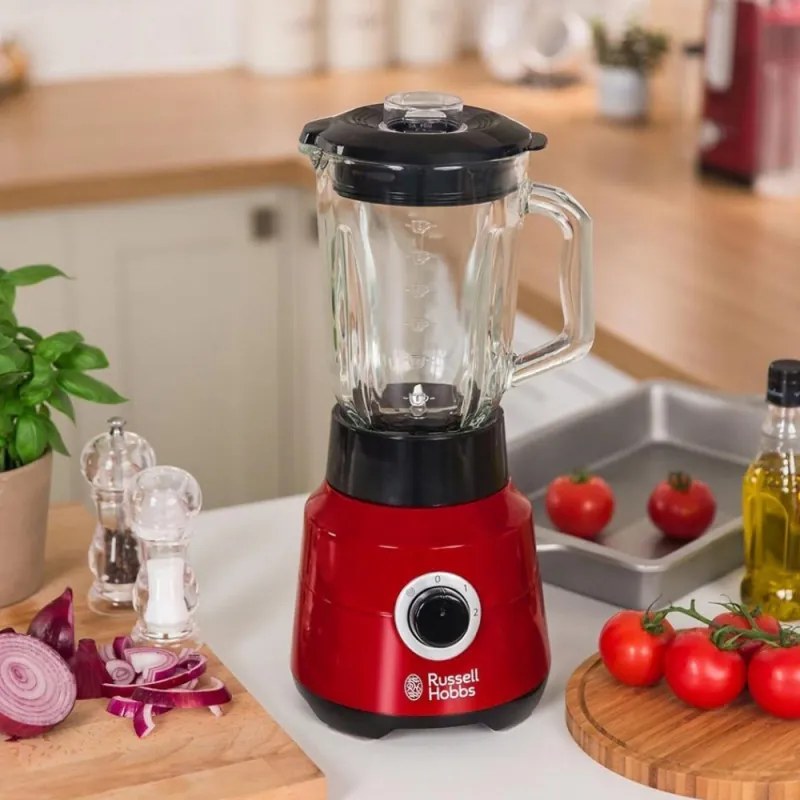 Блендер с кана Russell Hobbs Desire 24720-56, 650W, Стъкло, 22000 rpm/min, 1.5 л, Четворен нож, Червен