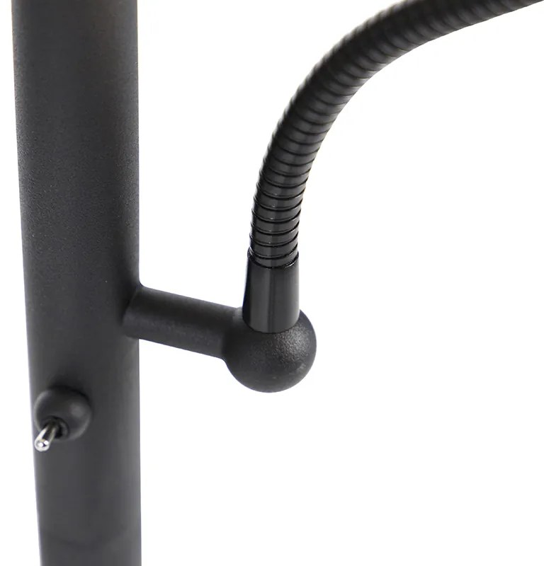 Класическа подова лампа черна със злато и лампа за четене - Retro