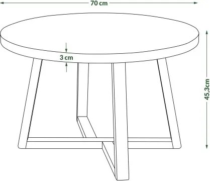 OASIS Естествен дъб – МОДЕРНА КРЪГЛА ДЪРВЕНА ХОЛНА МАСА Ø70 cm